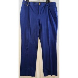 Lauren Ralph Lauren Pants Women 10 Blue Straight Leg Zip Pockets Cotton Blend